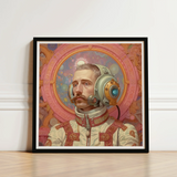 Framed Portrait Man Ornate Vintage-style Astronaut Gear Metallic Gay German, Aesthetic, Gayest