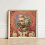 Framed Artwork Man Ornate Vintage-style Astronaut Suit Gold Gay German, Aesthetic, Gayest