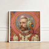 Framed Portrait Man Ornate Cream-colored Space Suit Red Gay German Astronaut, Aesthetic, Gayest