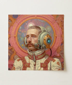 Framed Portrait Man Ornate Vintage-style Astronaut Suit Gold Gay German, Aesthetic, Gayest