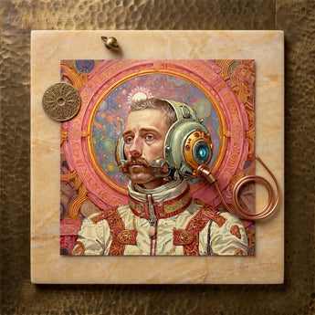Axel - Gay German Astronaut Art Print / Canvas Steampunk-style Portrait Man Ornate Vintage-inspired Space Gear Brass, Aesthetic, Gayest