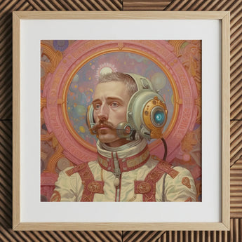 Axel - Gay German Astronaut Art Print / Canvas Wooden Framed Astronaut Portrait Space Helmet Colorful Cosmic Gay German Astronaut,