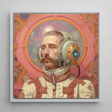 Axel - Gay German Astronaut Framed Canvas, 12x12’’ / 31x31cm / White Floating Frame, Steampunk Astronaut Portrait