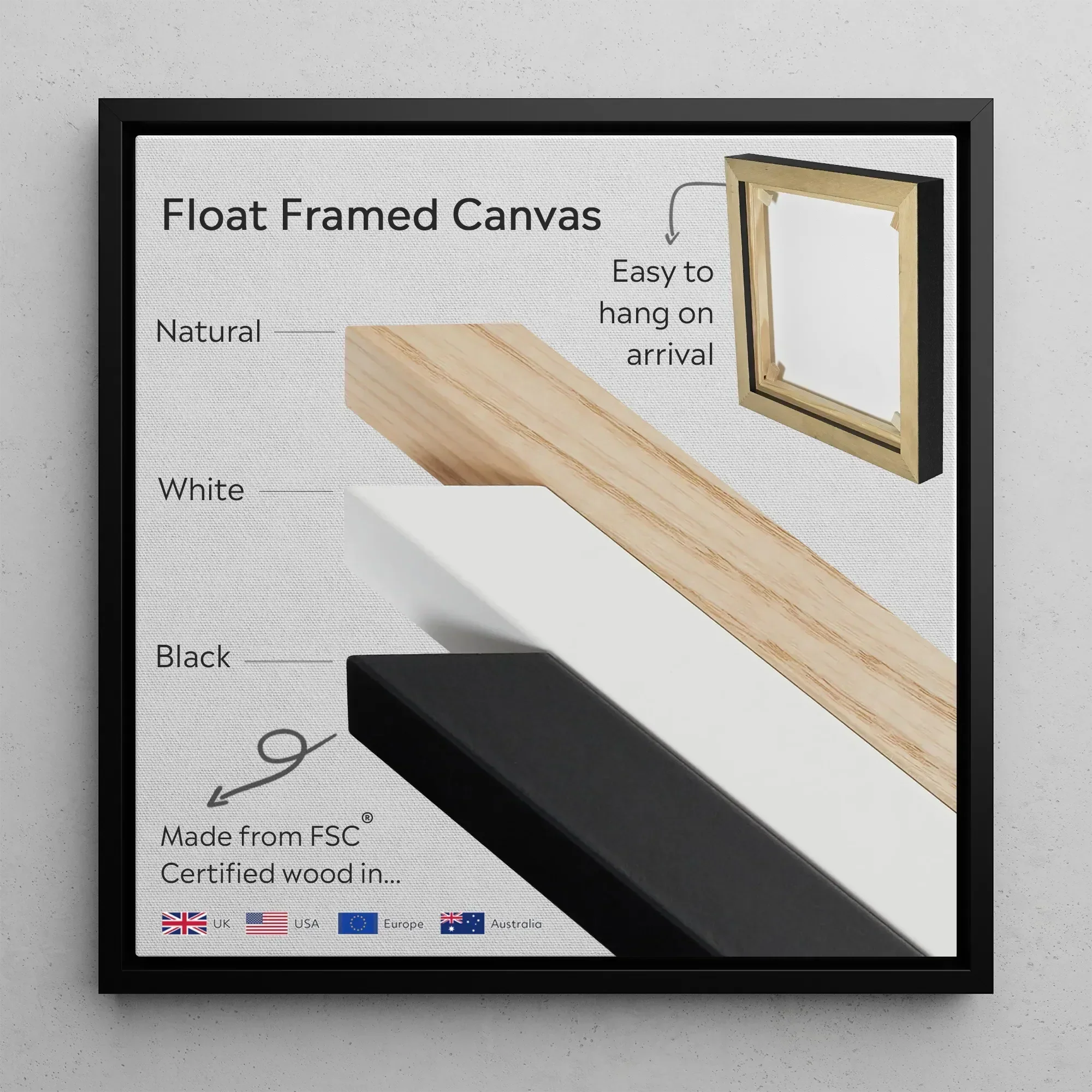 Axel - Gay German Astronaut Framed Canvas, Float Framed Canvas Natural White Black Options