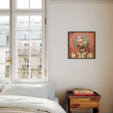 Axel - Gay German Astronaut Framed Canvas, Framed Portrait Painting Bearded Man Astronaut-like Suit Colorful