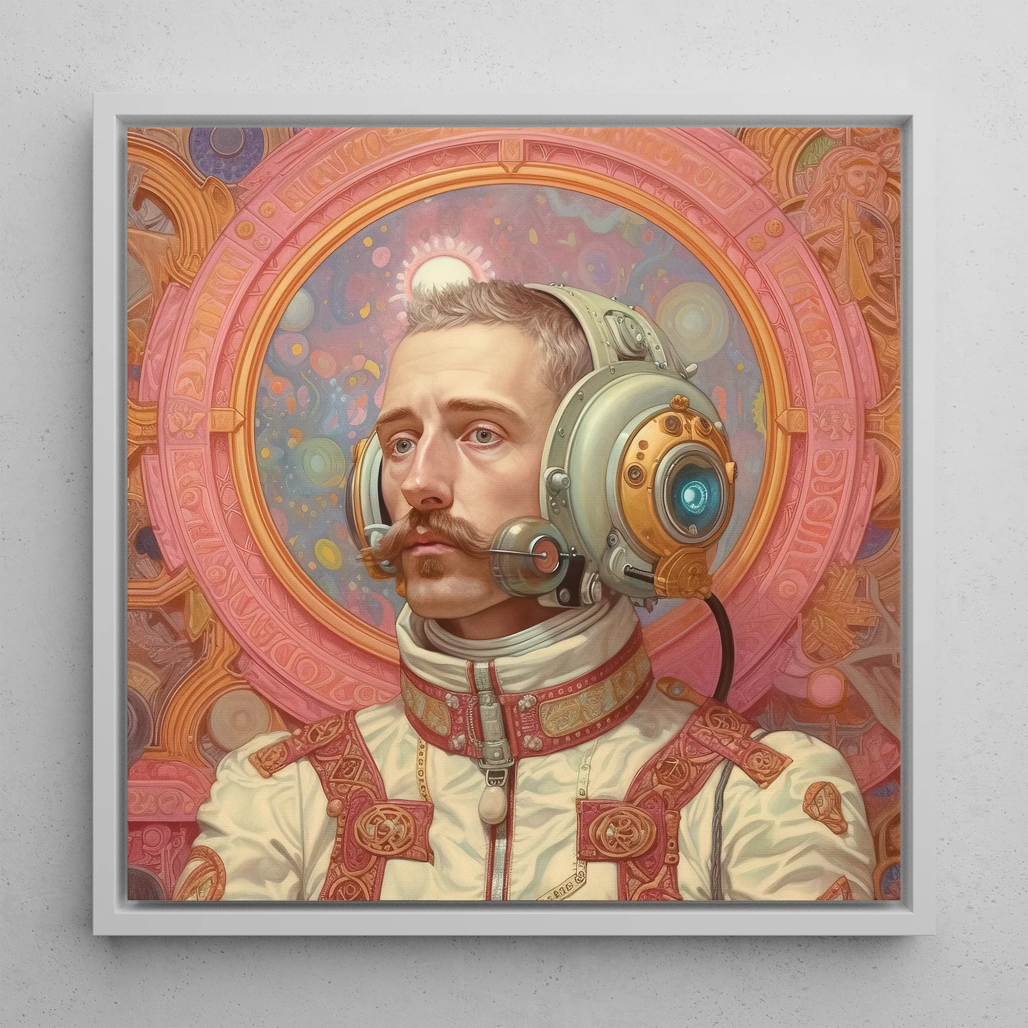 Axel - Gay German Astronaut Framed Canvas, Steampunk Astronaut Portrait