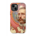 Axel - Gay German Astronaut Iphone Case, 13 Mini / Matte, Phone Case Surreal Portrait Mustachioed Man Astronaut-like Suit