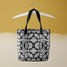 Ayodhya - Black & White Thai Mosaic Shopping Tote Bag Handles Bags