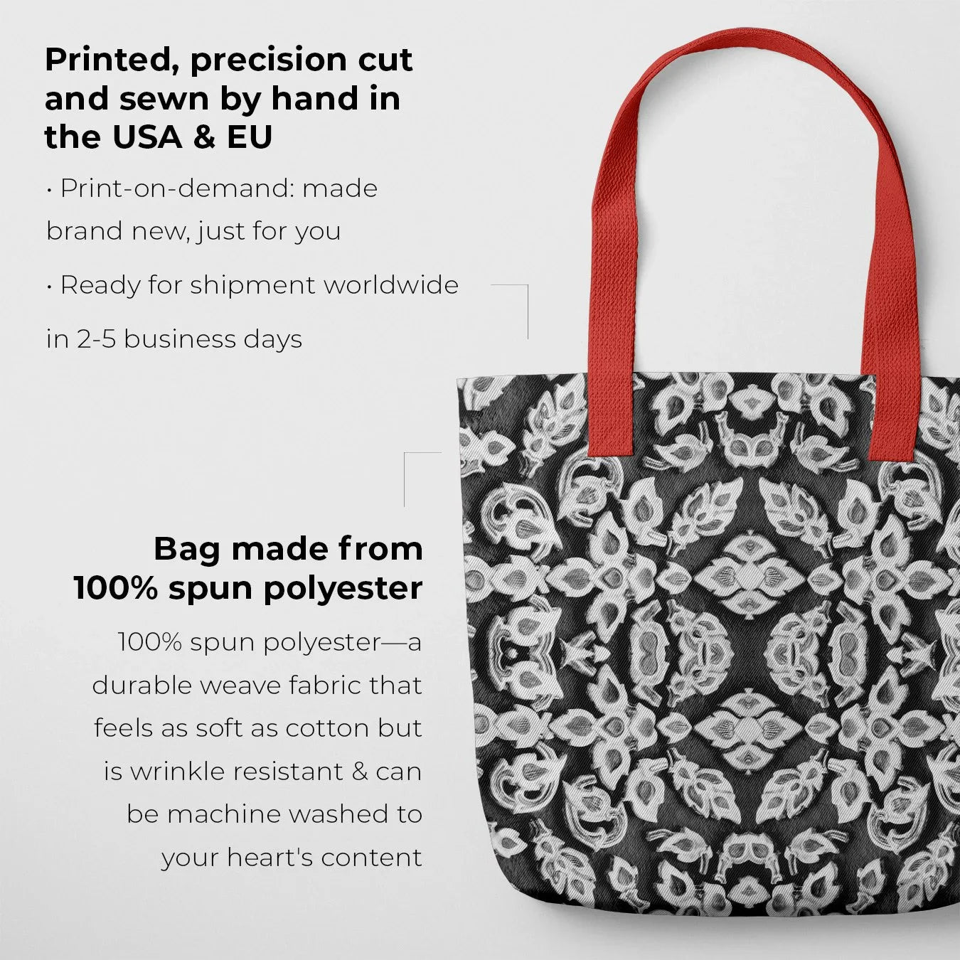 Ayodhya - Black & White Thai Mosaic Shopping Tote Bag Bags