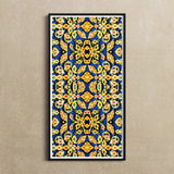 Ayodhya - Thai Mosaic Art Print / Canvas Framed Colorful Abstract Floral Pattern Artwork Intricate Yellow Mesmerizing Thai Mosaic,
