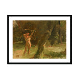 The Shooter - Julius Paulsen Art Print, Framed Painting Nude Archer Forest