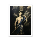 Achillean Beat - Gay Explorer Art Print, Shirtless Figure Hat Blue Cloth Staff