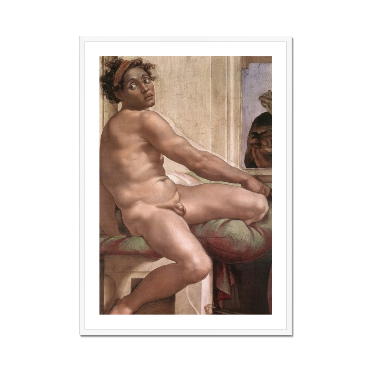 Ignudo - Michelangelo Sacrifice of Noah Art Print, Framed Nude Male Figure