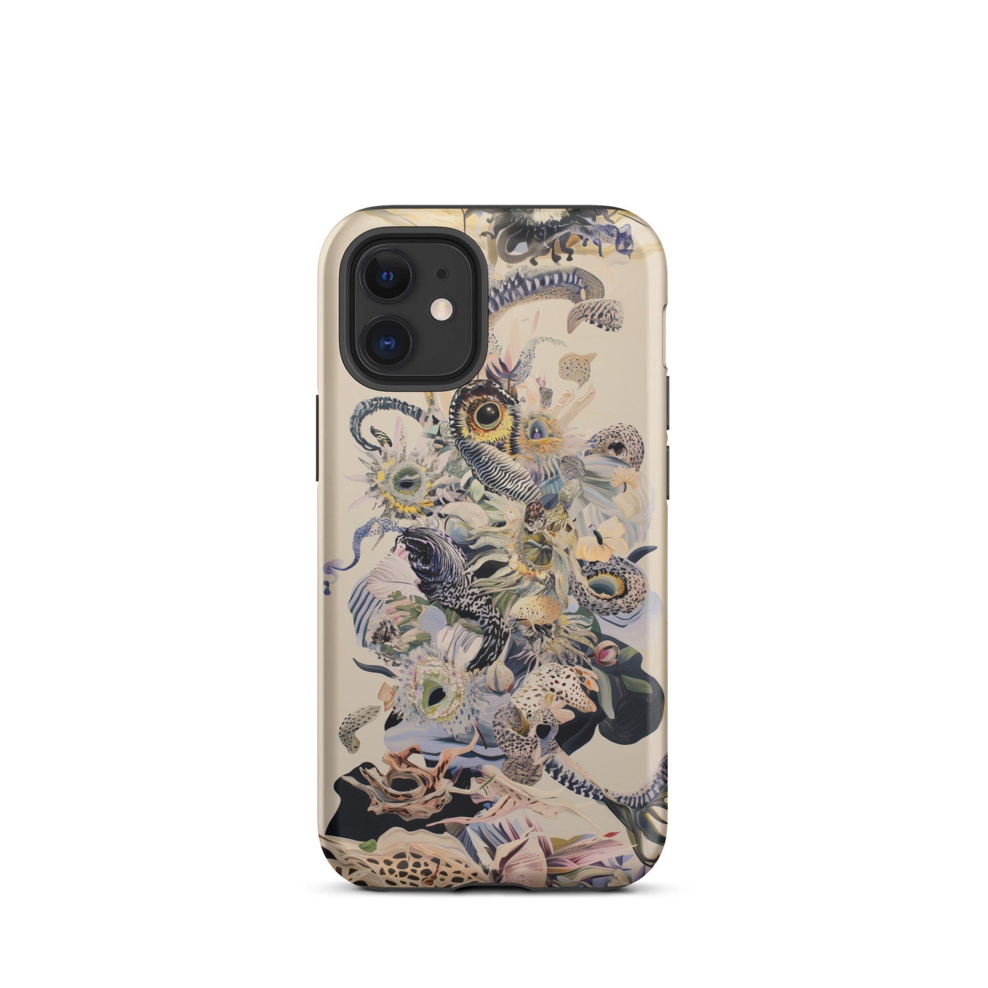 Babel Surreal Botanical Alien Art Iphone Case, 12 Mini / Matte, Floral Reptile Patterned Phone Case