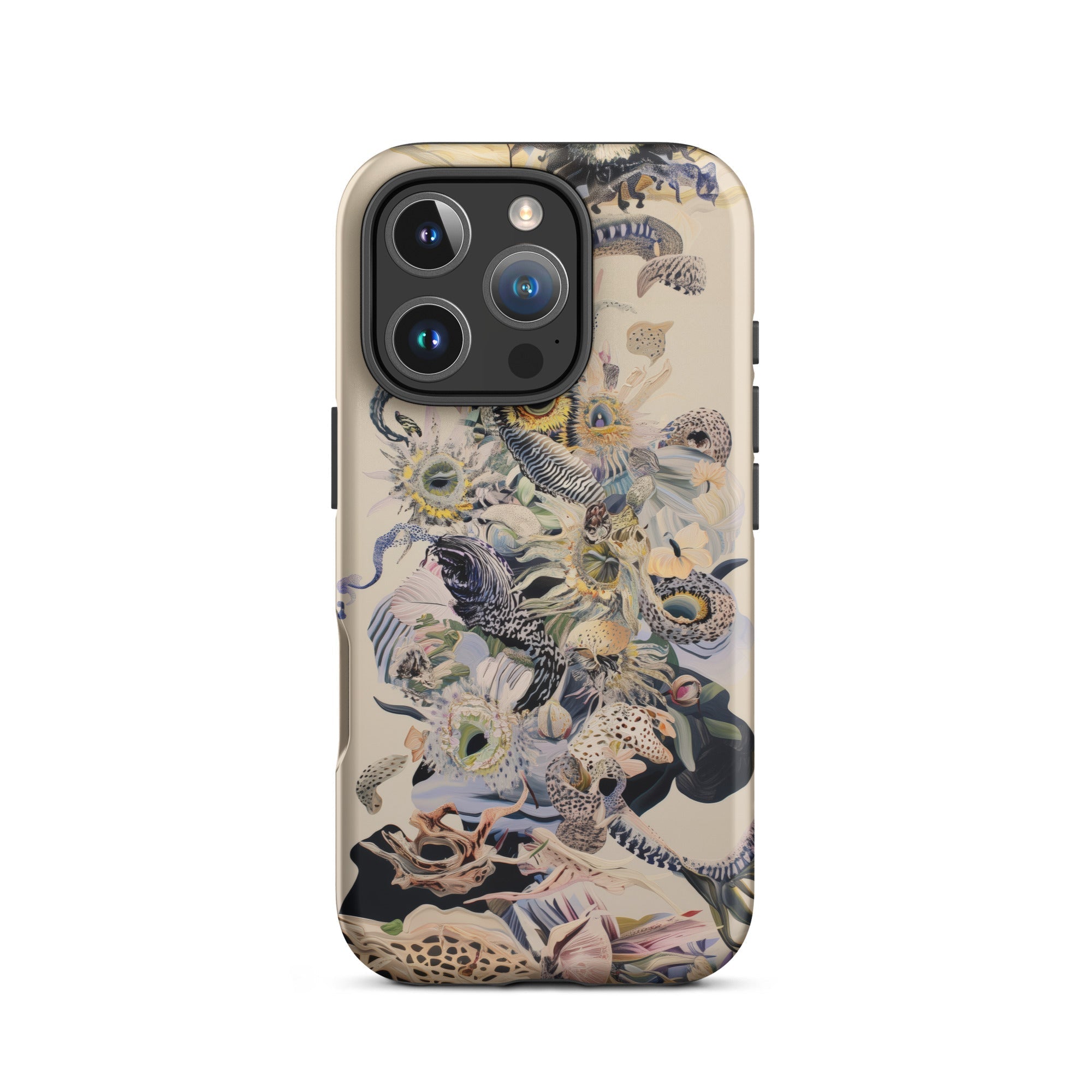 Babel Surreal Botanical Alien Art Iphone Case, 16 Pro / Matte, Beige Iphone Case Animal Collage