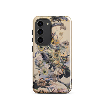 Babel - Surreal Botanical Alien Art Phone Case Samsung Galaxy S23 / Gloss Beige Phone Case Adorned Detailed Artistic Collage Snakes Surreal