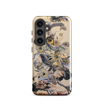 Babel - Surreal Botanical Alien Art Phone Case Samsung Galaxy S24 / Gloss Beige Phone Case Adorned Detailed Vintage-style Illustration