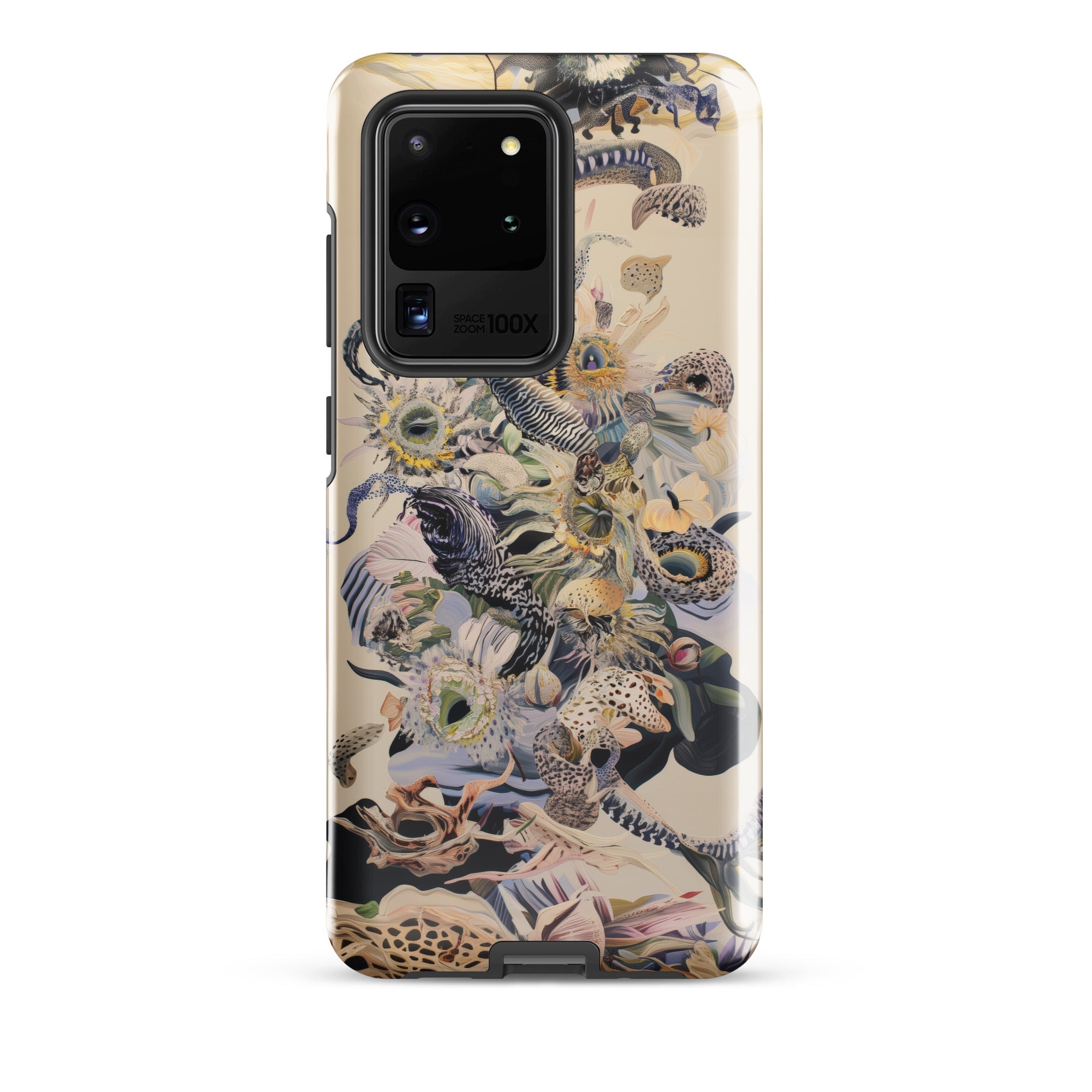Babel Surreal Botanical Alien Art Samsung Case, Galaxy S20 Ultra / Gloss, Beige Smartphone Detailed Nature Themed Design Animals Plants