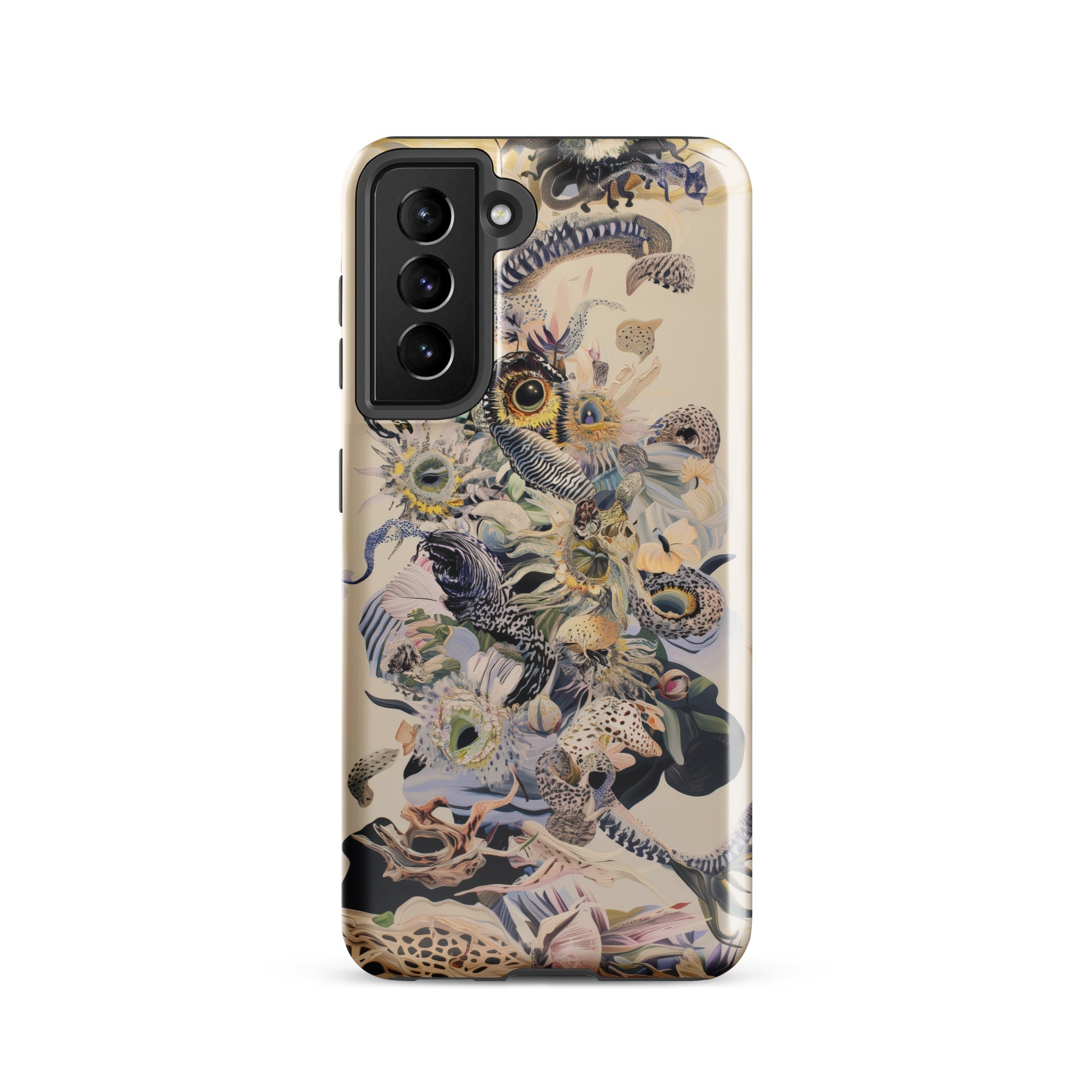 Babel Surreal Botanical Alien Art Samsung Case, Galaxy S21 / Gloss, Smartphone Case Complex Abstract Design Natural Elements Snakes