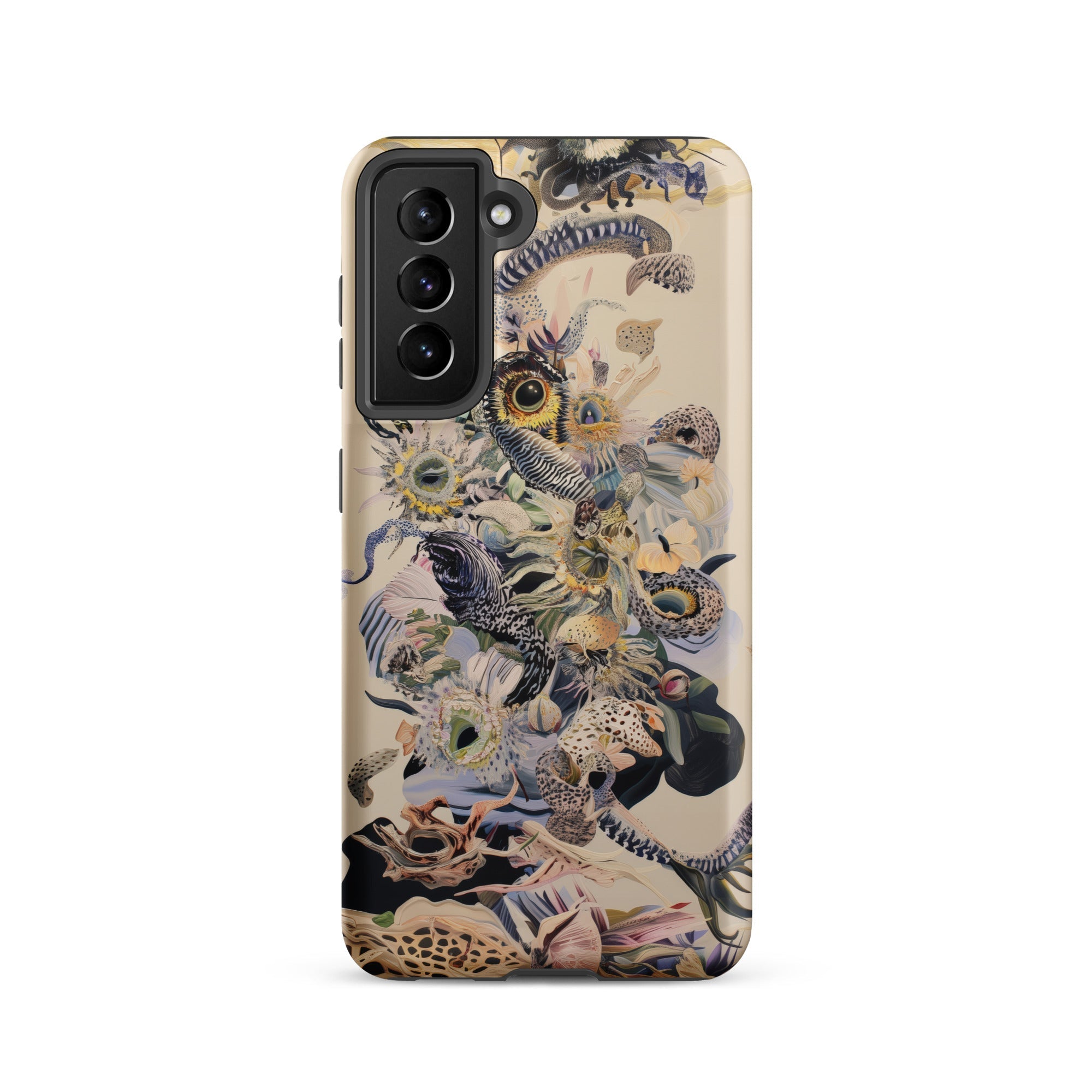 Babel Surreal Botanical Alien Art Samsung Case, Galaxy S21 / Matte, Smartphone Case Intricate Collage Like Design Natural Elements Owls