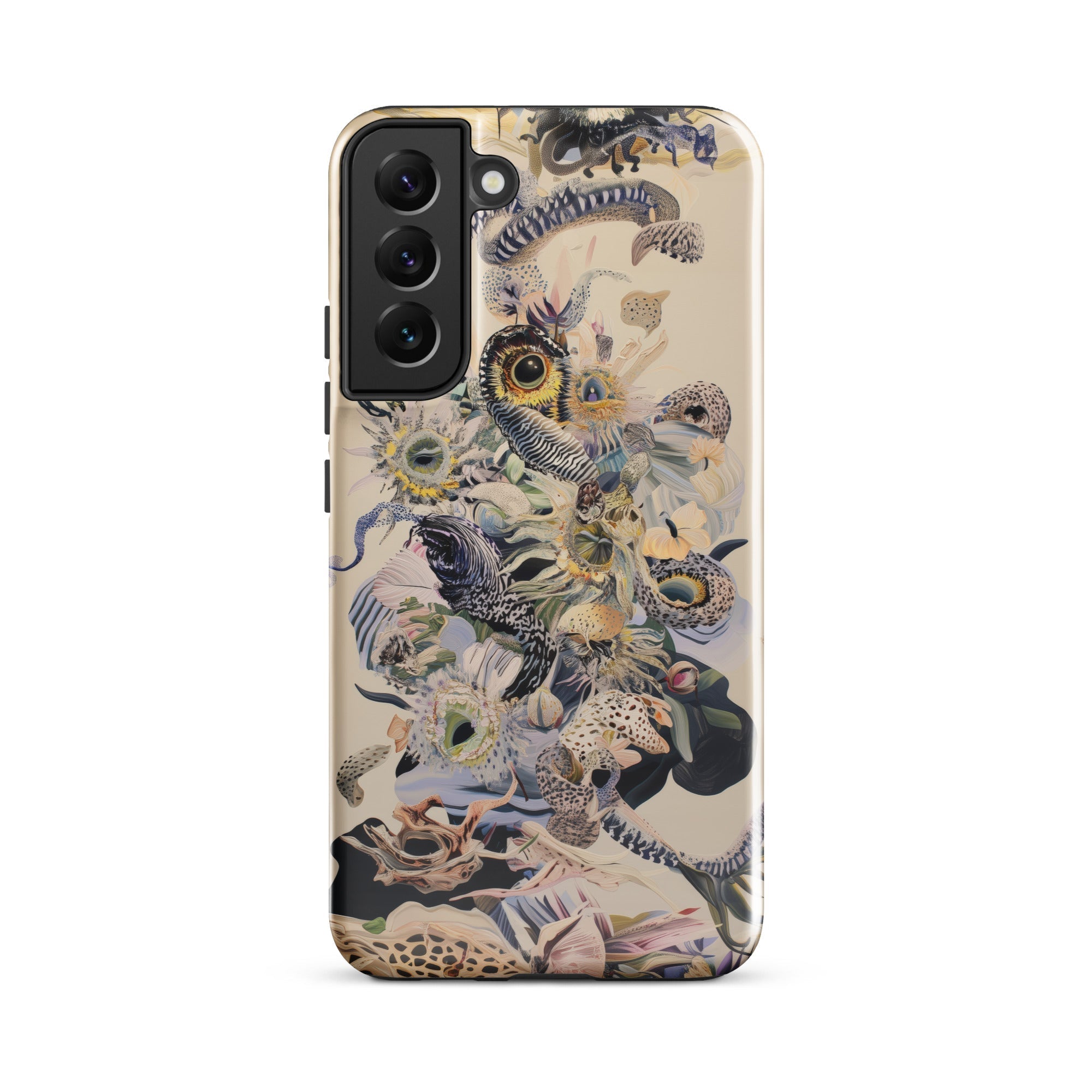 Babel Surreal Botanical Alien Art Samsung Case, Galaxy S22 Plus / Gloss, Smartphone Case Intricate Multi Layered Design Owls Turtles Floral