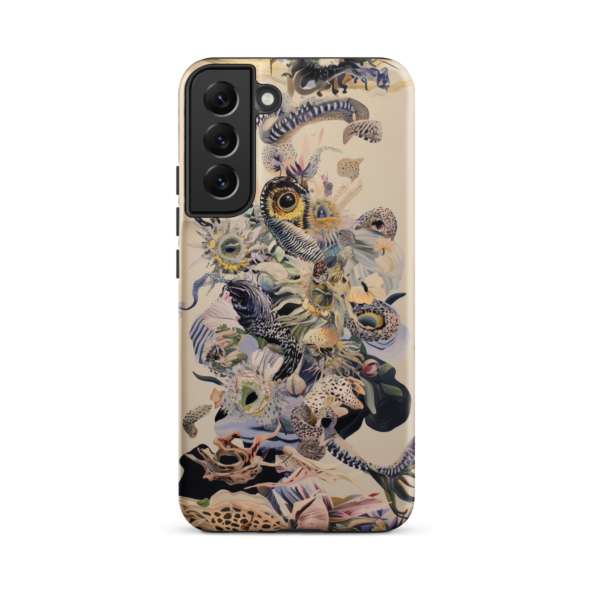 Babel Surreal Botanical Alien Art Samsung Case, Galaxy S22 Plus / Matte, Smartphone Case Intricate Multi Animal Floral Design Muted Colors