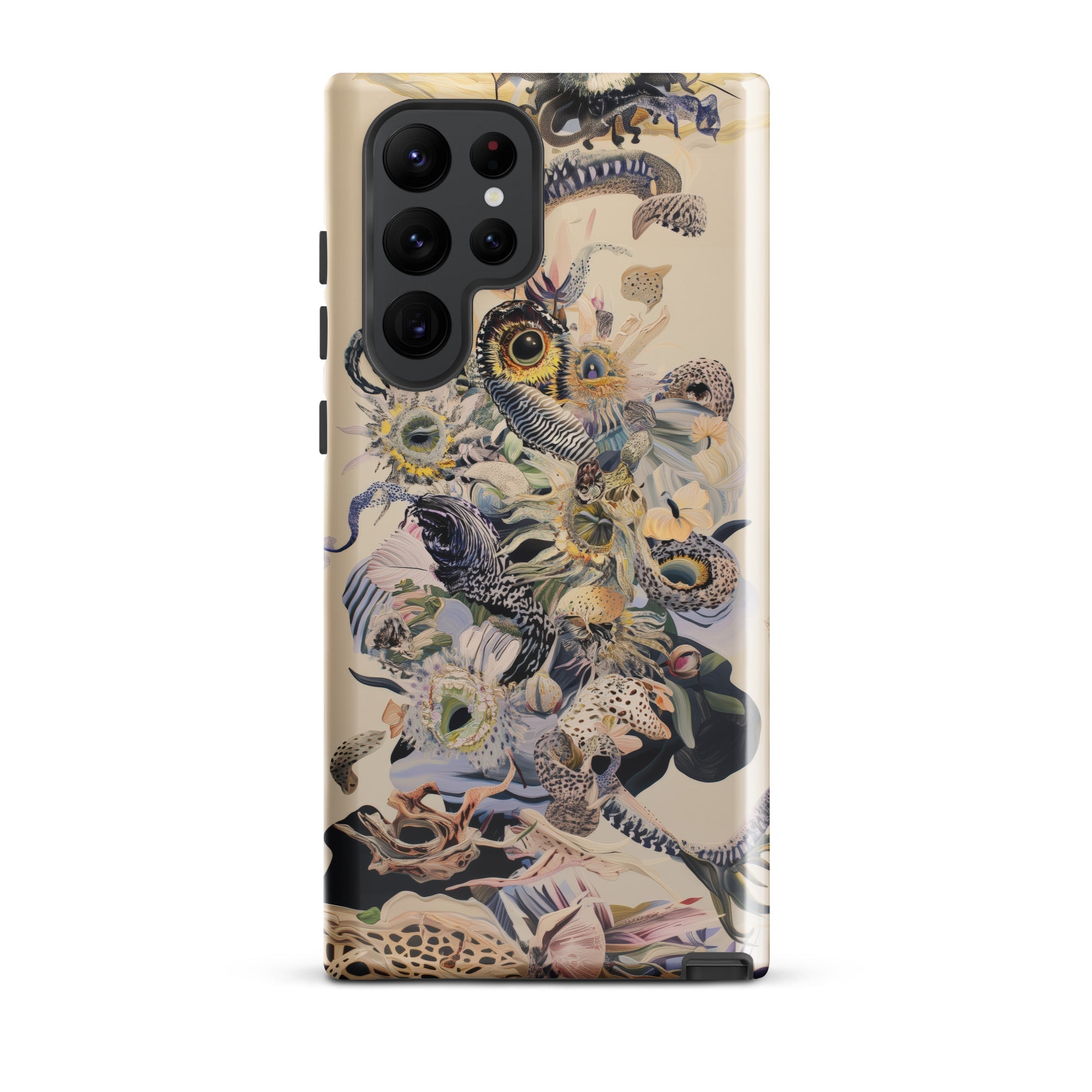 Babel Surreal Botanical Alien Art Samsung Case, Galaxy S22 Ultra / Gloss, Smartphone Decorative Case Intricate Collage Natural Elements