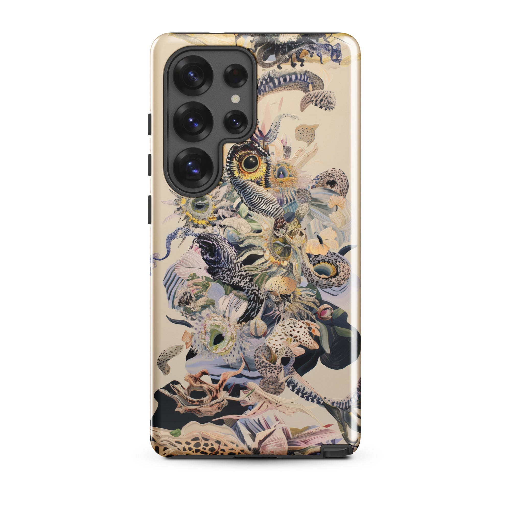 Babel Surreal Botanical Alien Art Samsung Case, Galaxy S25 Ultra / Gloss, Smartphone Decorative Case Intricate Collage Like Design Animal