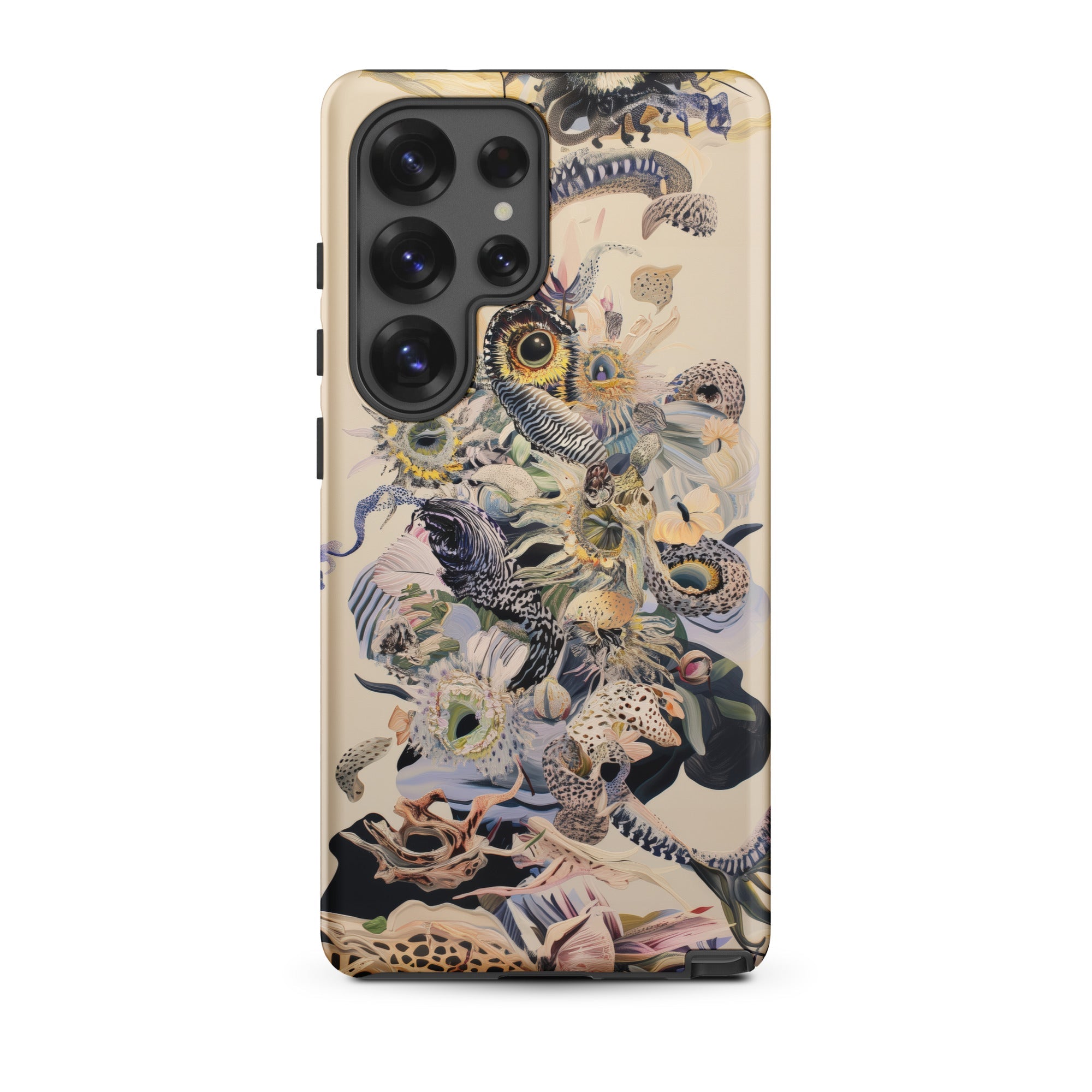 Babel Surreal Botanical Alien Art Samsung Case, Galaxy S25 Ultra / Matte, Beige Phone Case Detailed Abstract Pattern Natural Elements