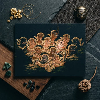 Babes in the Woods - Traditional Thai Myth Art Print / Canvas Ramayana’s Enchanted Realm, Mythological Artistry, Spellbinding Tableau Prints