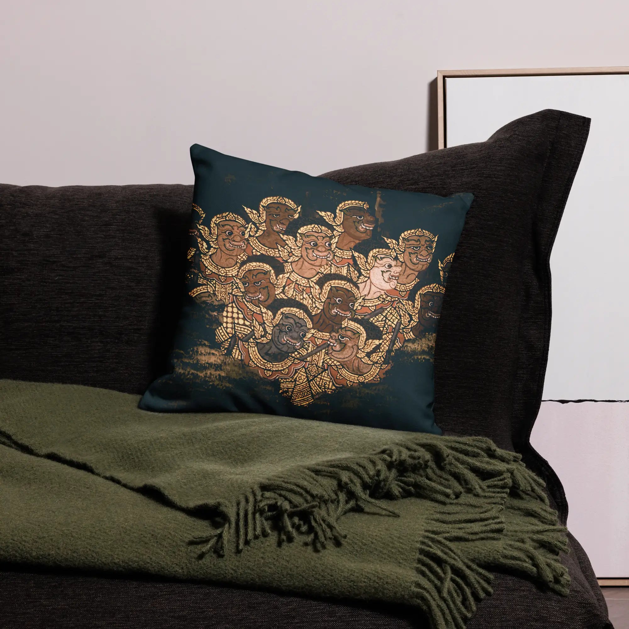 Babes in the Woods - Traditional Thai Myth Art Pillow - Throw Pillows - Aesthetic Art