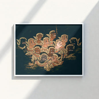 Framed Artwork Group Intricately Detailed Golden-hued Mythical Figures Ramayana’s Enchanted Realm, Thai Mythological Artistry, Spellbinding