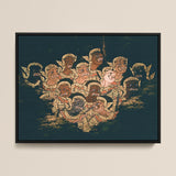 Babes in the Woods - Traditional Thai Myth Art Print / Canvas Black-framed Artwork Group Intricately Detailed Golden-embellished Figures