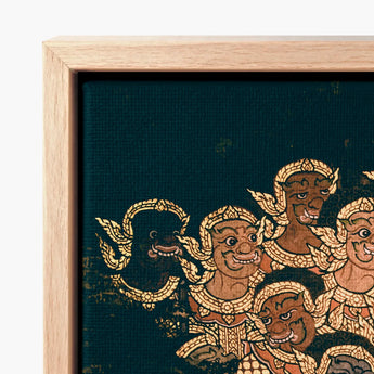 Framed Piece Traditional Thai Artwork Intricately Detailed Golden-embellished Ramayana’s Enchanted Realm, Mythological Artistry,