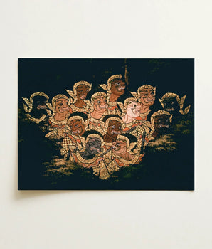 Rectangular Art Print Vibrant Intricately Detailed Illustration Numerous Ramayana’s Enchanted Realm, Thai Mythological Artistry,