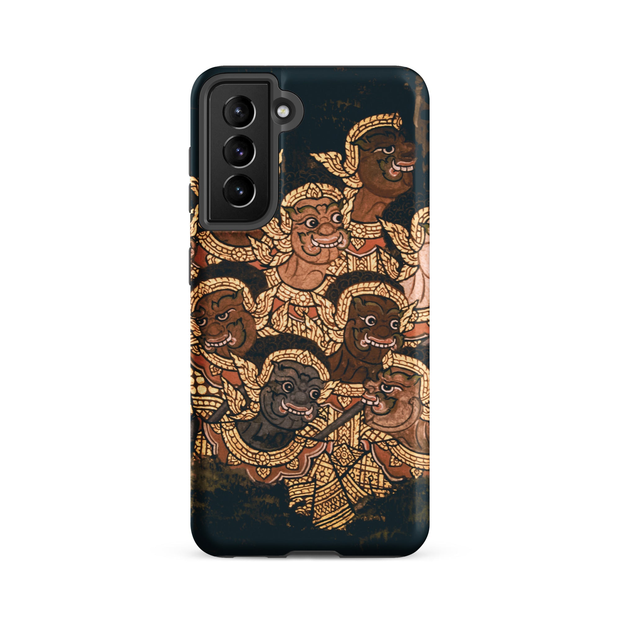 Babes in the Woods Traditional Thai Myth Samsung Case, Galaxy S21 Fe / Matte, Black Smartphone Case Adorned Colorful Traditional Thai Art