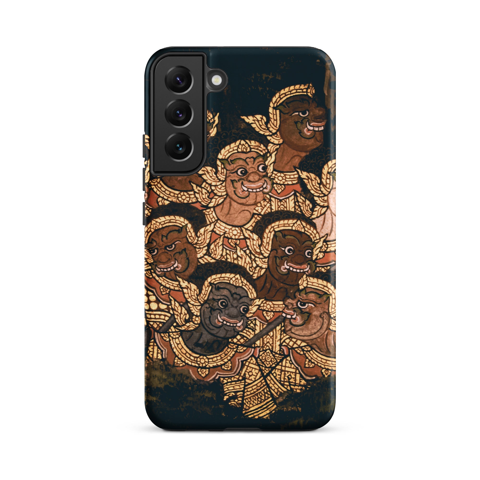Babes in the Woods Traditional Thai Myth Samsung Case, Galaxy S22 Plus / Matte, Black Smartphone Case Ancient Thai Mural Painting Design