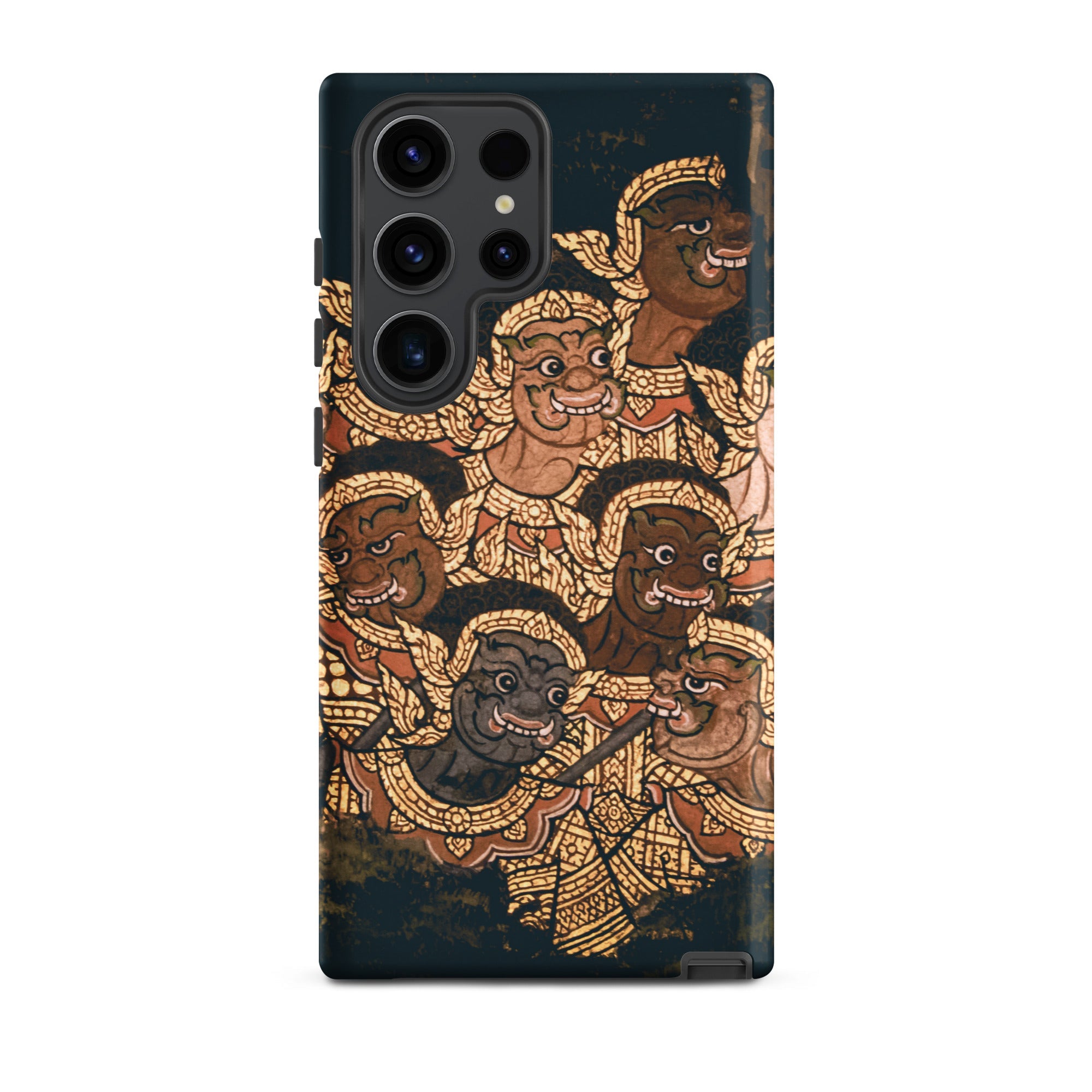 Babes in the Woods Traditional Thai Myth Samsung Case, Galaxy S23 Ultra / Matte, Black Smartphone Case Traditional Thai Art Figures Gold