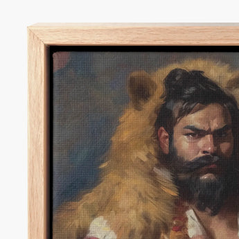Rustic Wooden-framed Canvas Painting Bearded Man Dark Hair Rajasthani Muscle Machine, Indian Desi Gay, Baby Daddy