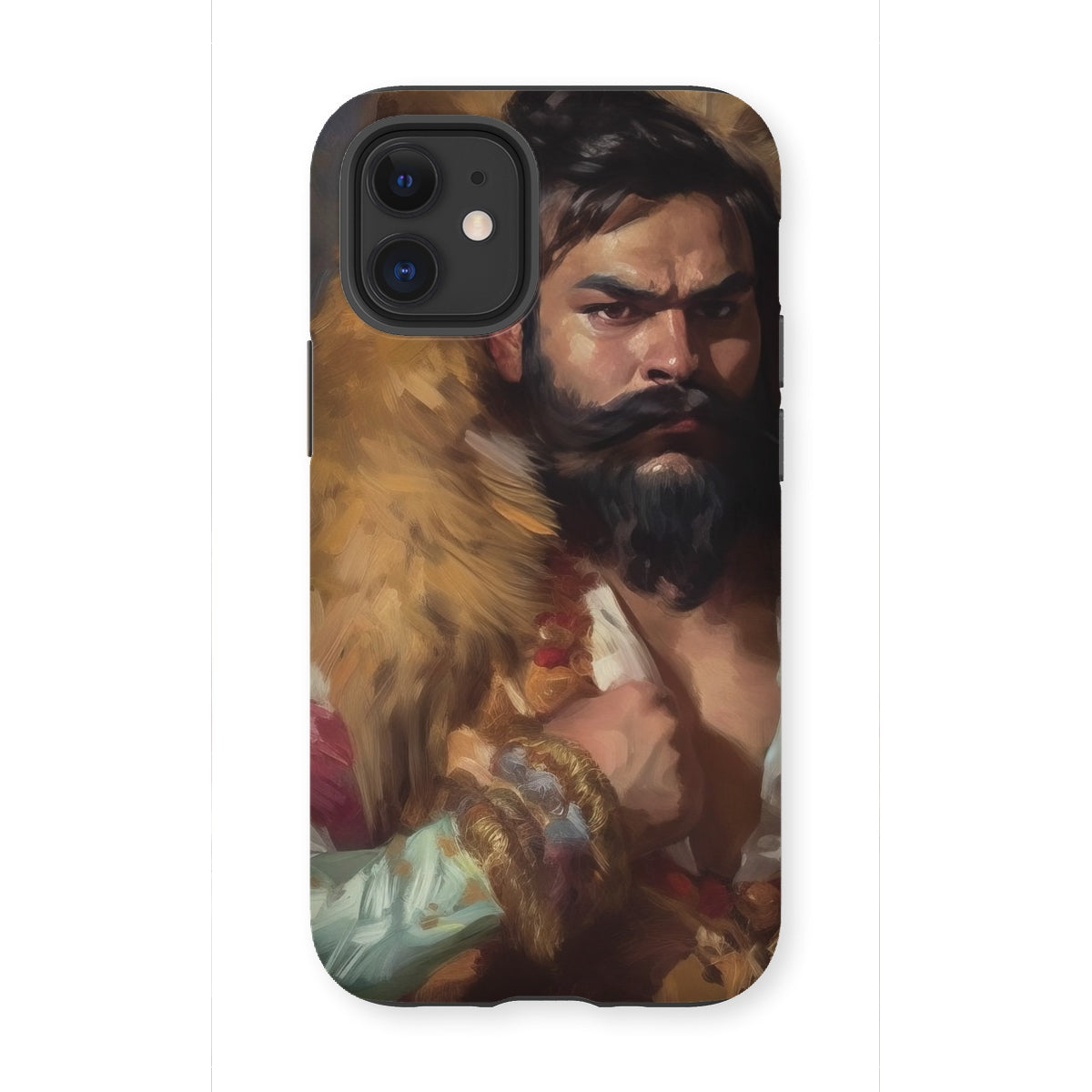 Baby Bear - Gay Desi Kitschy Boxer Iphone Case, 12 Mini / Matte, Phone Case Painted Portrait Bearded Man Bird