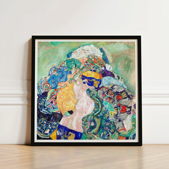 Vibrant Square-framed Art Print Colorful Abstract Depiction Figures Gustav Klimt’s Baby, Epitomizes, Austrian Painter Blending