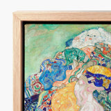 Vibrant Abstract Painting Light Wood Frame Depicts Figures Gustav Klimt’s Baby, Epitomizes, Austrian Painter Blending
