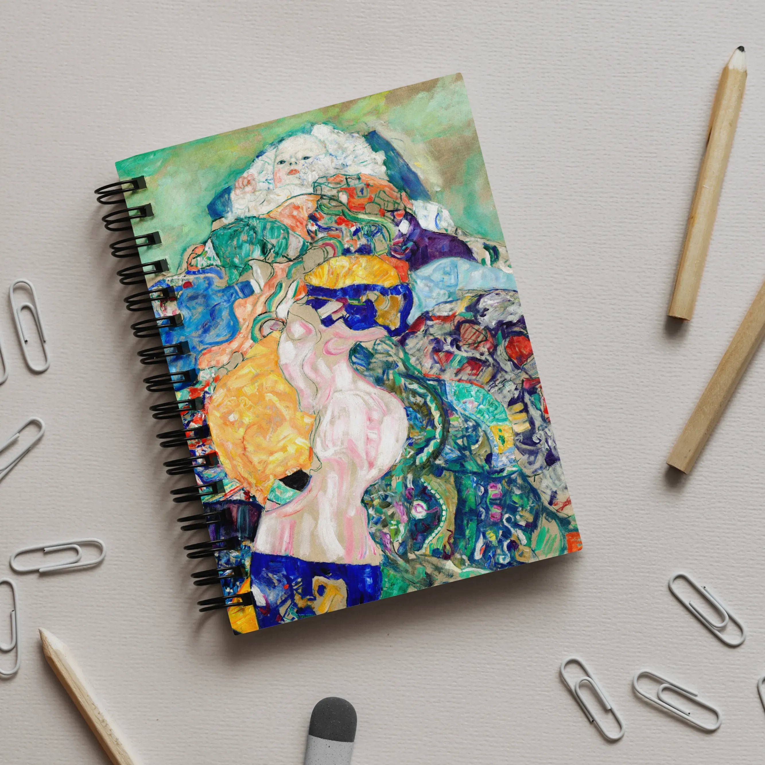 Baby By Gustav Klimt Notebook - Notebooks & Notepads - Aesthetic Art