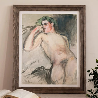 Bacchant - Magnus Enckell Nude Art Print, 11x14’’ / 28x36cm / Unframed, Framed Painting Nude Figure Green Hair Pose