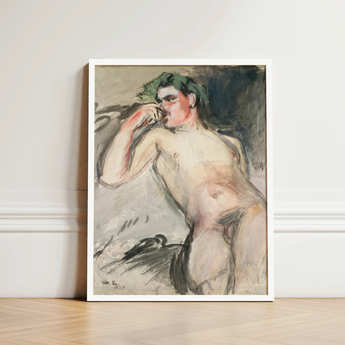 Bacchant - Magnus Enckell Nude Art Print / Canvas Framed Painting White Frame Male Figure Green Hedonistic, Enckell’s, Fever Dream Slapped