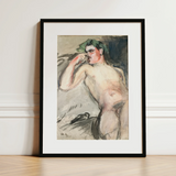 Bacchant - Magnus Enckell Nude Art Print / Canvas, 12x16’’ / 31x41cm / Black Frame / Matboard, Posters Prints & Visual Artwork, Toby Leon