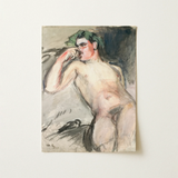 Bacchant - Magnus Enckell Nude Art Print / Canvas Soft Impressionistic Painting Nude Male Figure Green Hair Magnus Enckell Hedonistic,