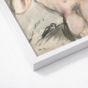 Bacchant - Magnus Enckell Nude Art Print / Canvas White Framed Watercolor Painting Woman’s Face Soft Pink Hedonistic, Enckell’s, Fever
