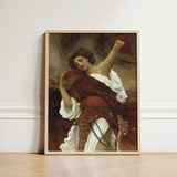 Bacchante - Frederic Leighton Art Print / Canvas Framed Classical Painting Woman White Brown Attire Adorned, Sapphic Hedonistic, Grace
