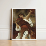 Bacchante - Frederic Leighton Art Print / Canvas Framed Classical Painting Woman White Brown Attire Laurel, Sapphic Hedonistic, Grace Prints